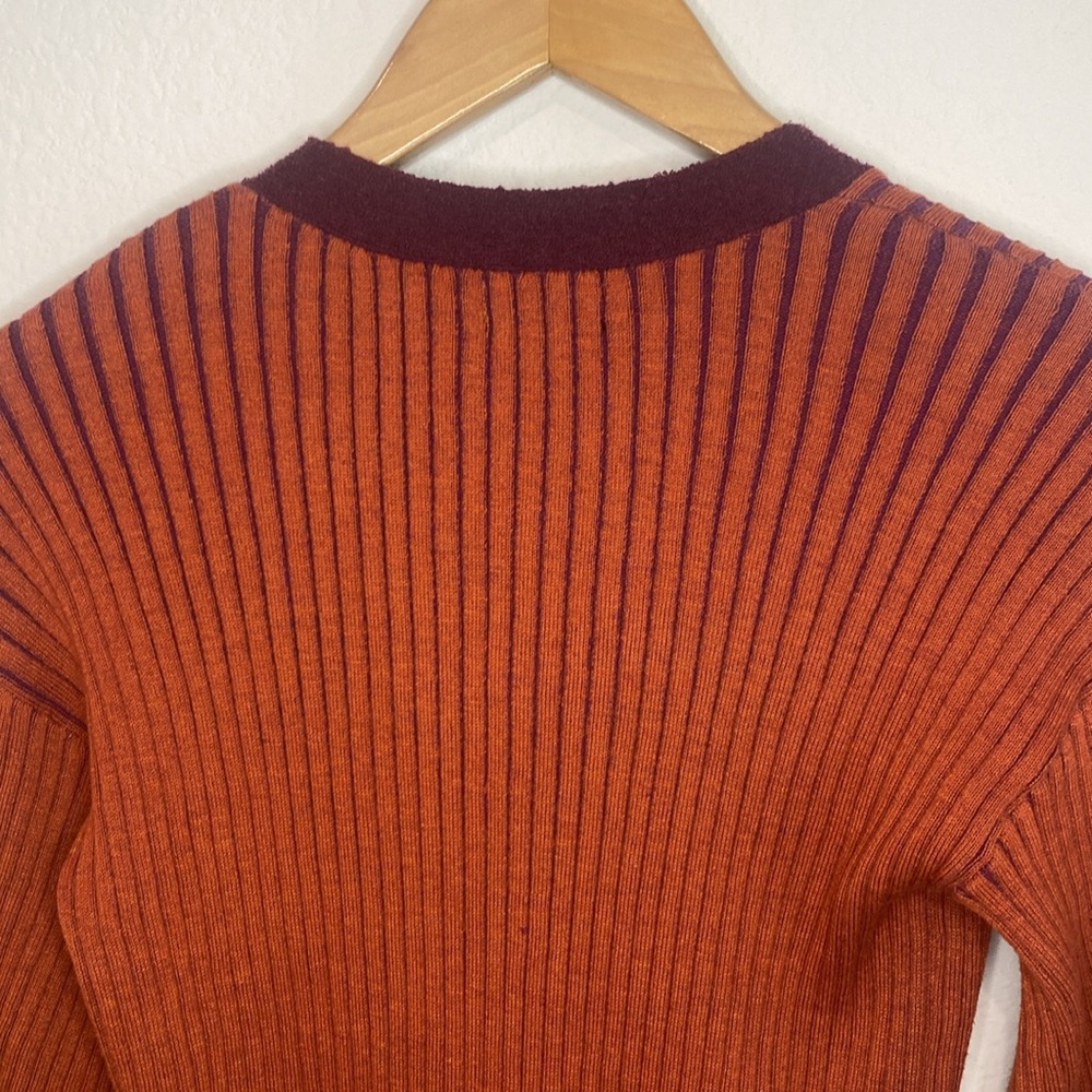 Current Air Contrast Button Down Sweater Brick Dr… - image 5